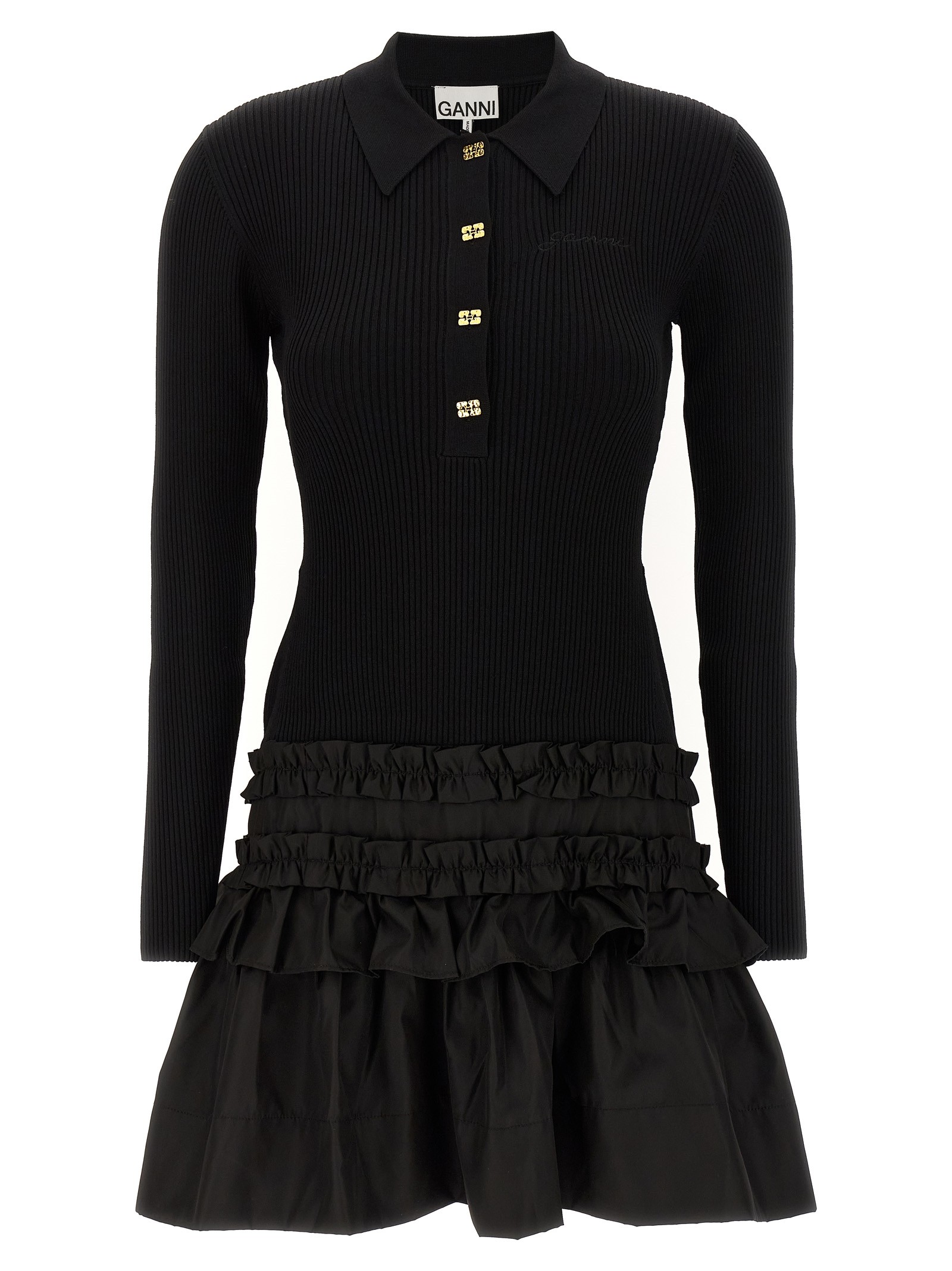 GANNI 'Melange Rib Knit Mini' Dress