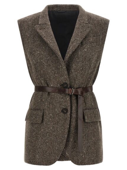 Brunello Cucinelli Sleeveless Blazer With Belt