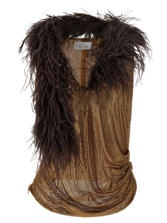 giuseppe di morabito mesh and feather top GIUSEPPE DI MORABITO Mesh And Feather Top