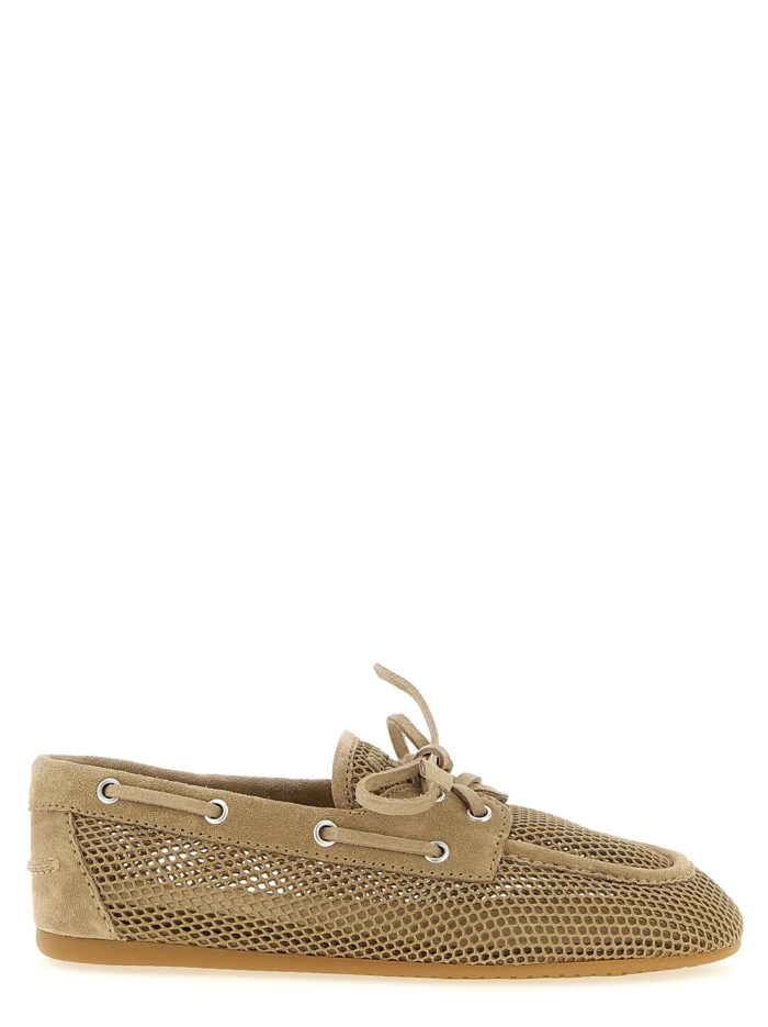 miu miu mesh and suede boat shoe Miu Miu Mesh And Suede Boat Shoe