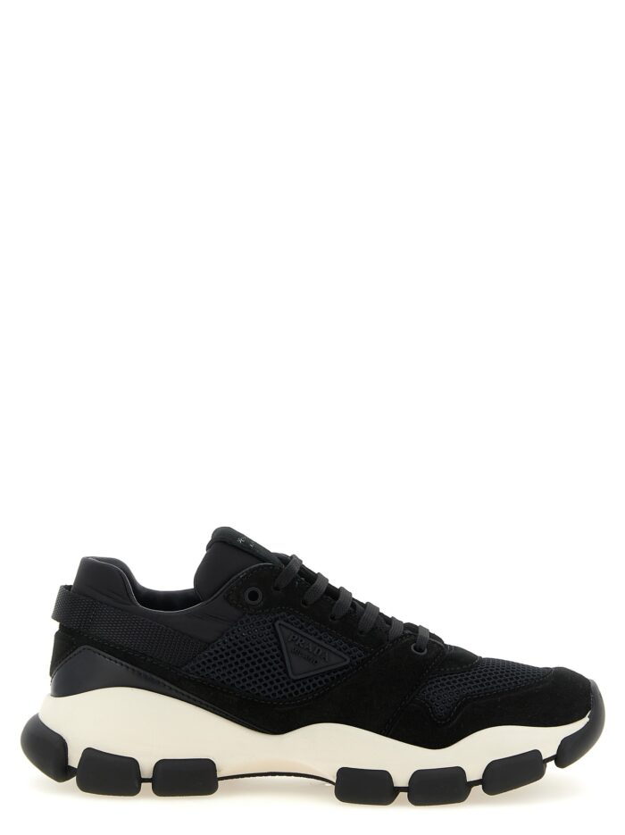 prada mesh and suede sneakers PRADA Mesh And Suede Sneakers