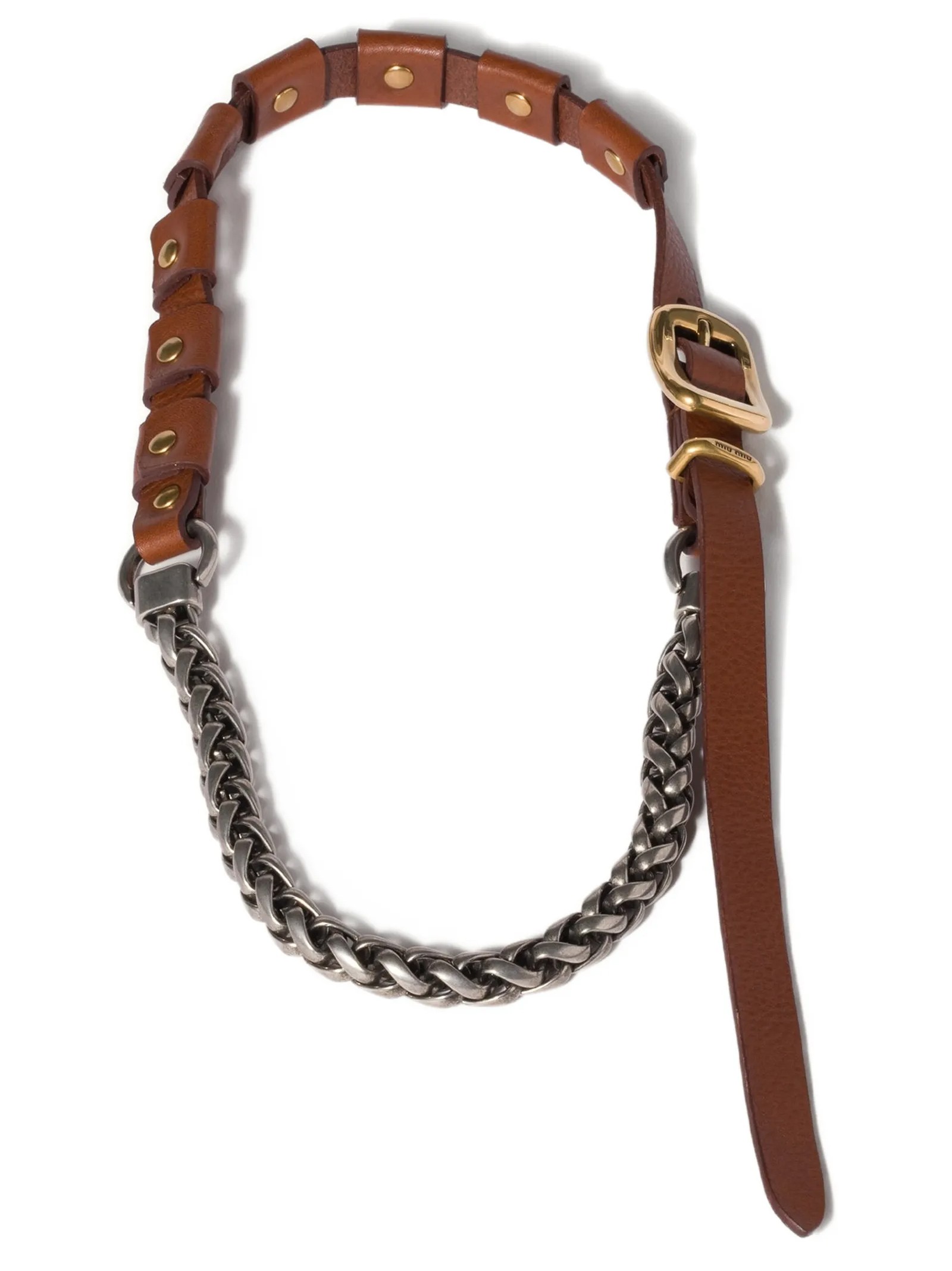 Miu Miu Metal And Leather Necklace