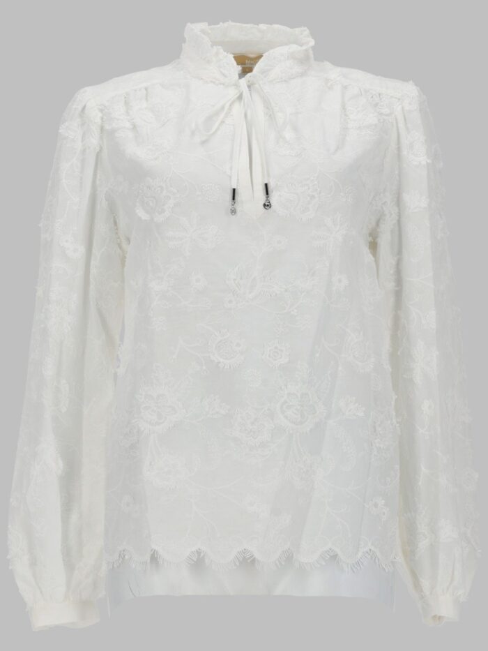 michael by michael kors camicetta in voile con ricami floreali MICHAEL BY MICHAEL KORS CAMICETTA IN VOILE CON RICAMI FLOREALI