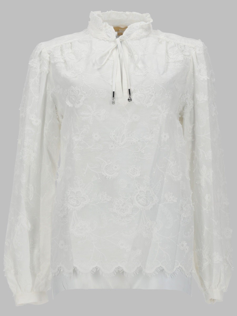 MICHAEL BY MICHAEL KORS CAMICETTA IN VOILE CON RICAMI FLOREALI