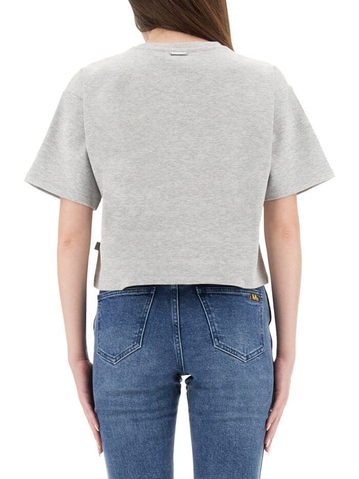 MICHAEL BY MICHAEL KORS CROPPED T-SHIRT WITH EMBOSSED LOGO