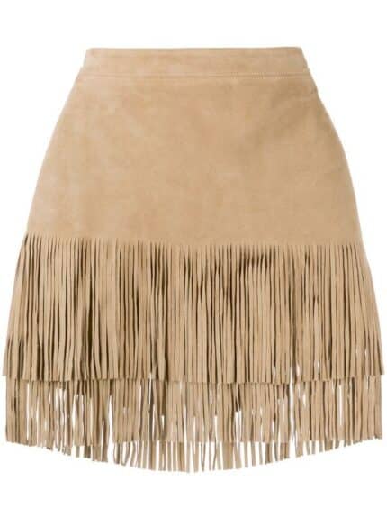 MICHAEL KORS FRINGE LEATHER SKIRT