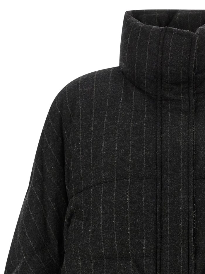 Brunello Cucinelli Micro Sequin Pinstriped Crop Down Jacket