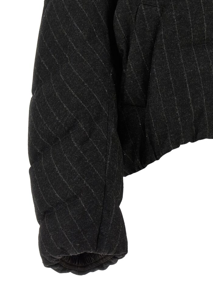 Brunello Cucinelli Micro Sequin Pinstriped Crop Down Jacket
