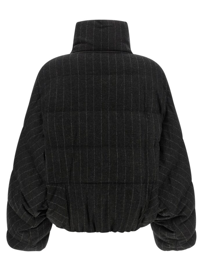 Brunello Cucinelli Micro Sequin Pinstriped Crop Down Jacket
