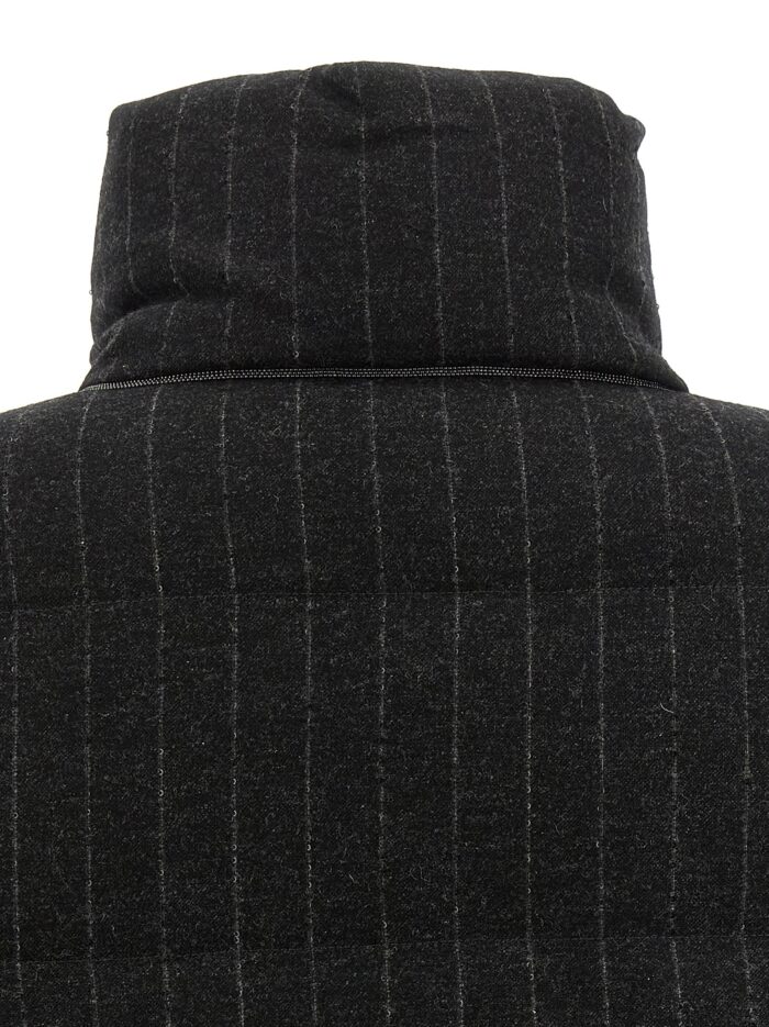 Brunello Cucinelli Micro Sequin Pinstriped Crop Down Jacket