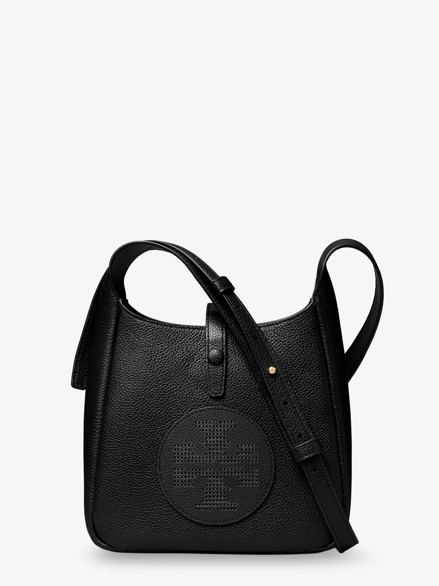Tory Burch Miller Swing Shoulder Bag In Black Hammered Leather
