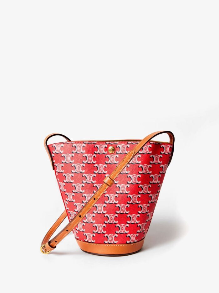 Celine Mini Bucket Bag In Triomphe Canvas