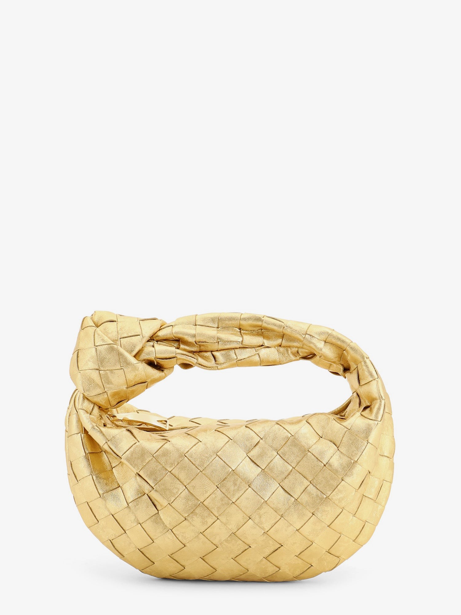 Bottega Veneta Mini Jodie Leather Handbag With A Foggy Mirror Effect Braided Motif