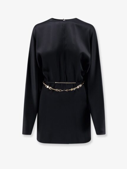 Saint Laurent Mini Lenght Dress With Gold Metal Detail