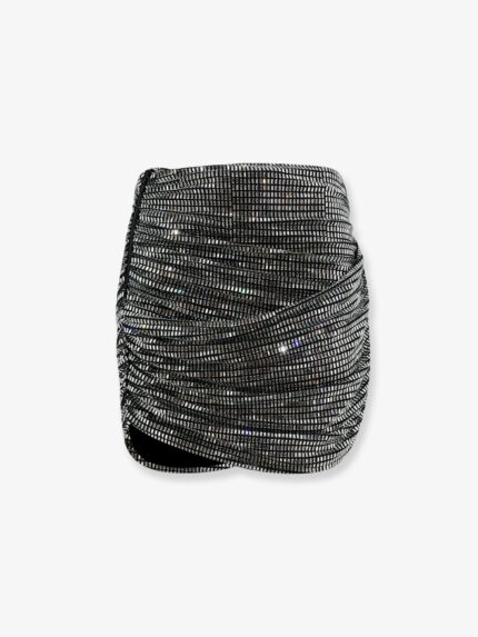 SELF PORTRAIT Mini Skirt With Silver Rhinestones