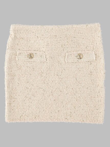Balmain Minigonna In Tweed Con Dettaglio Bottoni