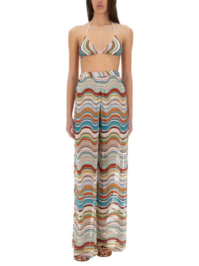 Missoni KNIT COVER-UP PANTS WITH LAMÉ WAVE PATTERN