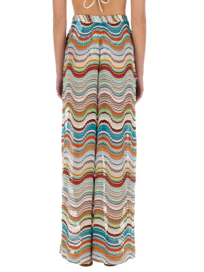 Missoni KNIT COVER-UP PANTS WITH LAMÉ WAVE PATTERN