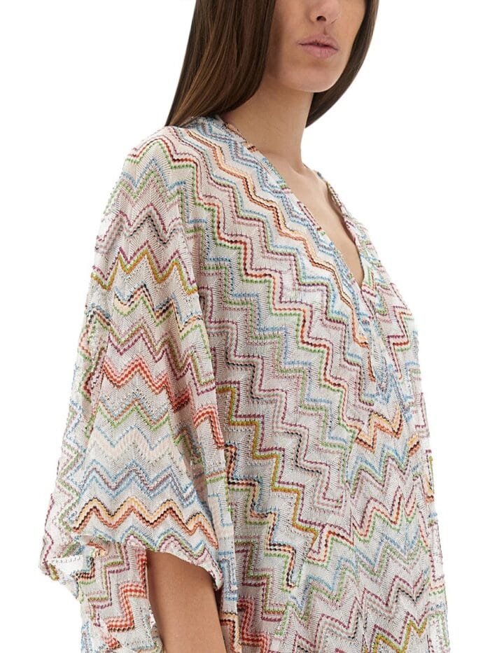 Missoni LONG CAFTAN WITH ZIG ZAG LAMÉ 3D