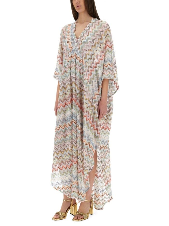 Missoni LONG CAFTAN WITH ZIG ZAG LAMÉ 3D