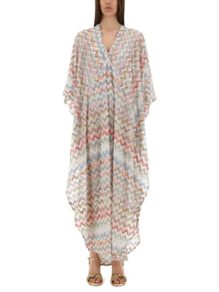 Missoni LONG CAFTAN WITH ZIG ZAG LAMÉ 3D