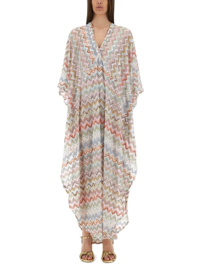 Missoni LONG CAFTAN WITH ZIG ZAG LAMÉ 3D