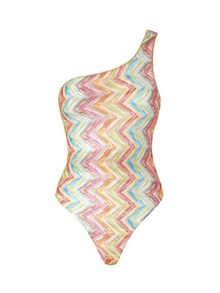 Missoni ONE-SHOULDER PRINTED TULLE ONE-PIECE SWIMSUIT