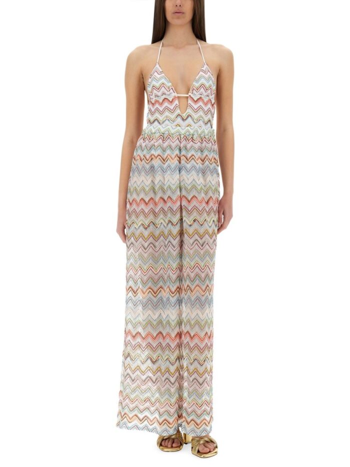 Missoni PANTAPALAZZO COVER-UP WITH ZIG ZAG LAMÉ 3D