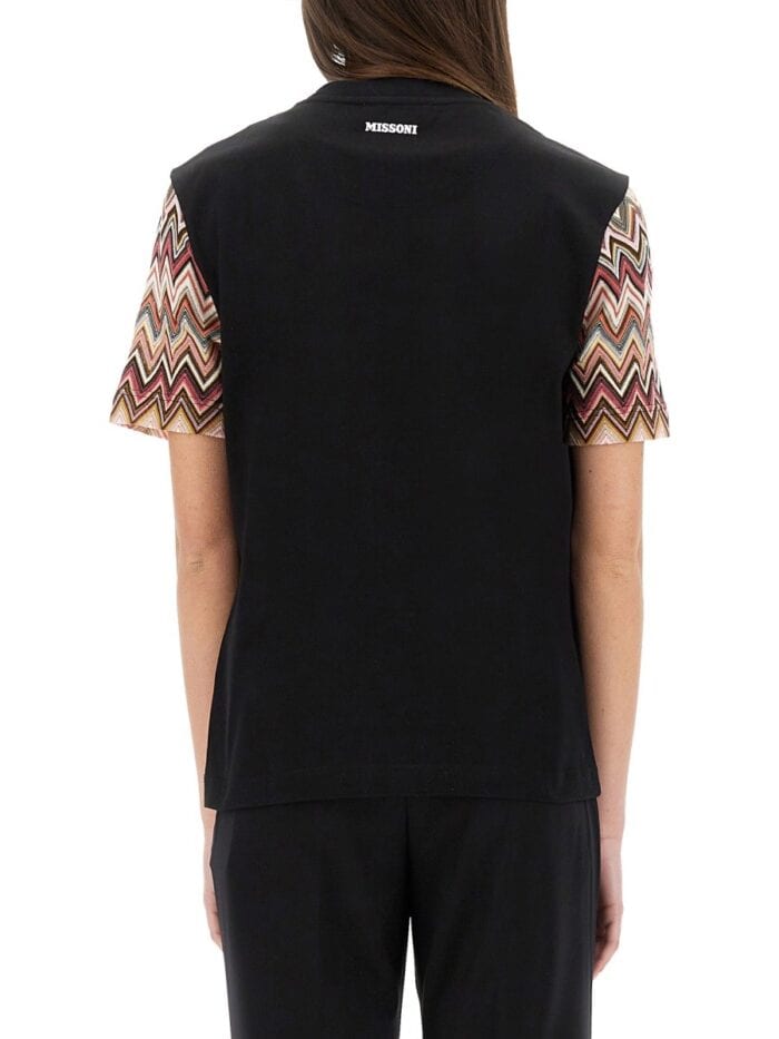 Missoni T-SHIRT WITH ZIG ZAG KNIT SLEEVES