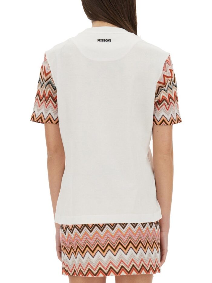 Missoni T-SHIRT WITH ZIG ZAG KNIT SLEEVES