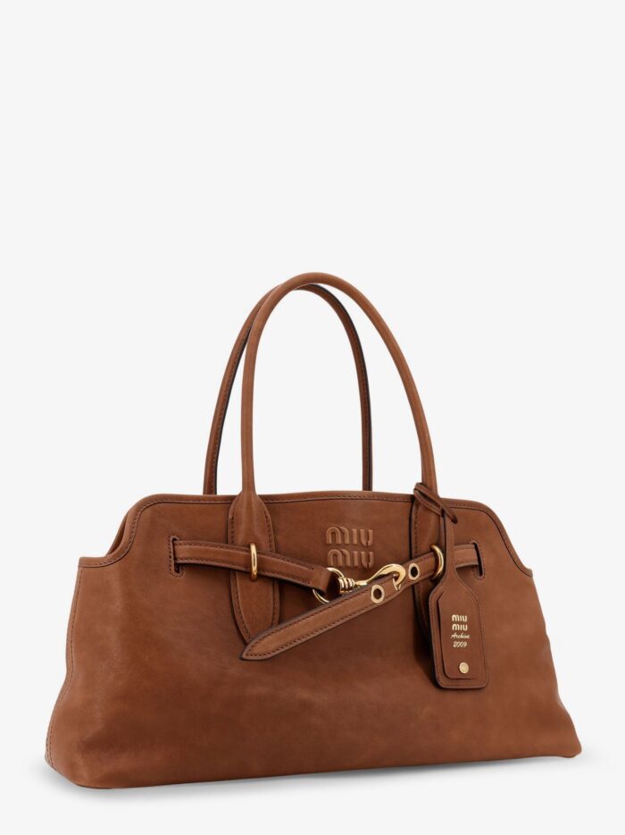 Miu Miu Adventure Leather Shoulder Bag With Lettering Logo