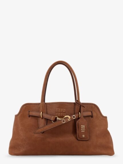 Miu Miu Adventure Leather Shoulder Bag With Lettering Logo