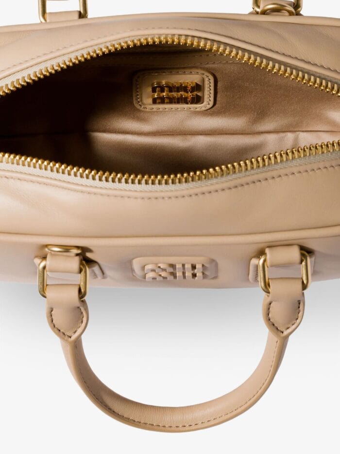 Miu Miu Arcadie Leather Crossbody Bag With Lettering Logo On The Front