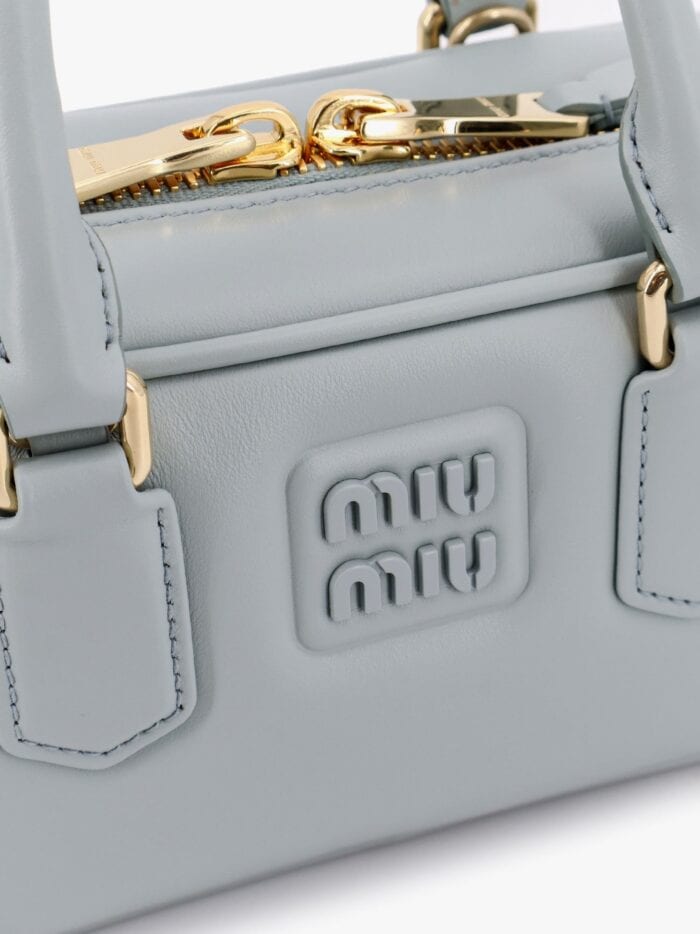 Miu Miu Arcadie Leather Handbag With Embossed Logo