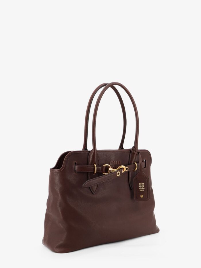 Miu Miu Aventure Leather Handbag With Front Lettering Logo