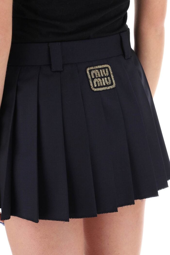 MIU MIU Batavia Pleated Mini Skirt