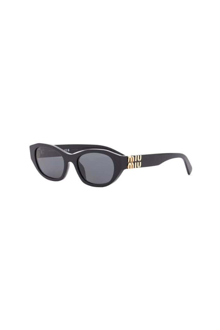 MIU MIU Black Cat-eye Sunglasses In Bioacetate With Golden Details