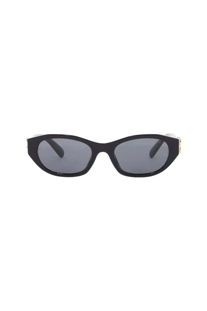 MIU MIU Black Cat-eye Sunglasses In Bioacetate With Golden Details