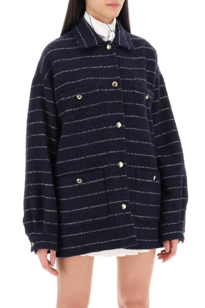 MIU MIU Blouson Jacket In Striped Boucle Wool