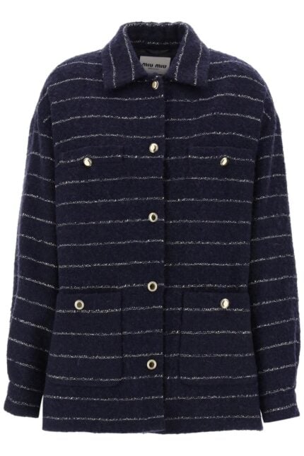 MIU MIU Blouson Jacket In Striped Boucle Wool