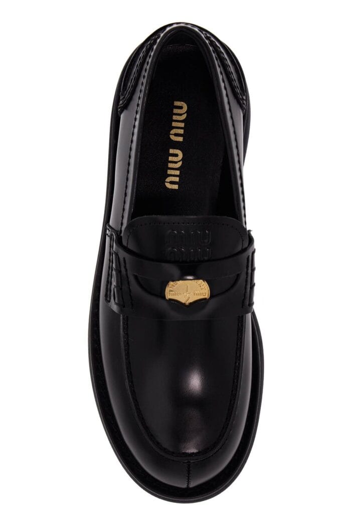 MIU MIU Brushed Leather Flatform Mocc