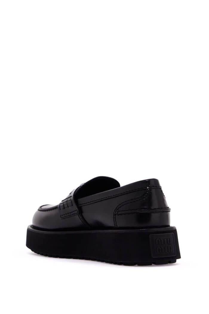 MIU MIU Brushed Leather Flatform Mocc