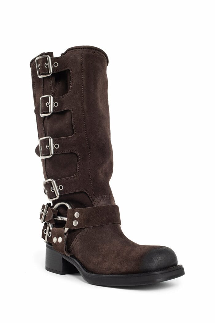 MIU MIU Buckled Suede Boots