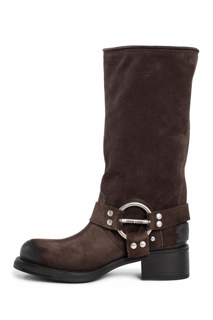 MIU MIU Buckled Suede Boots