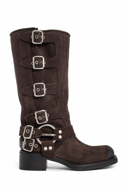 MIU MIU Buckled Suede Boots