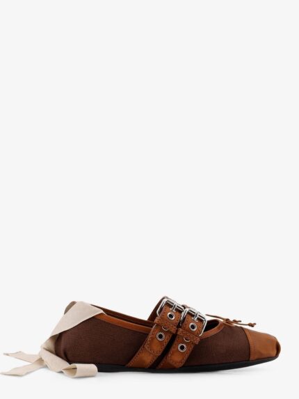 Miu Miu Canvas And Leather Blend Ballerinas