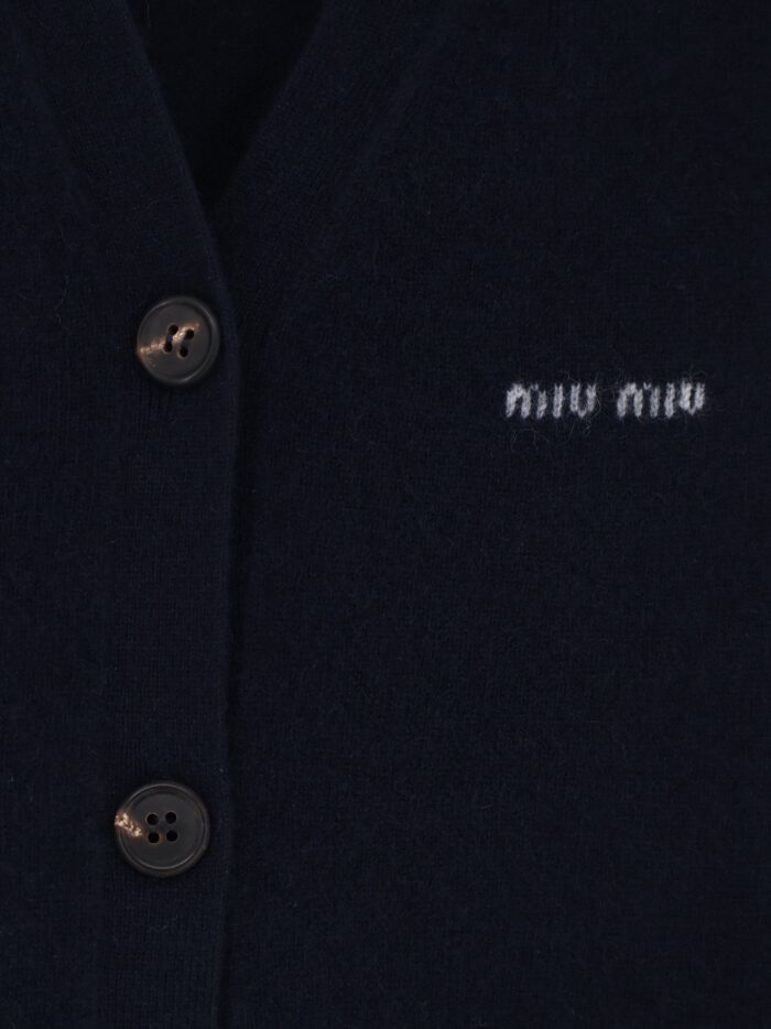 Miu Miu Cashmere Cardigan With Logo Inlay