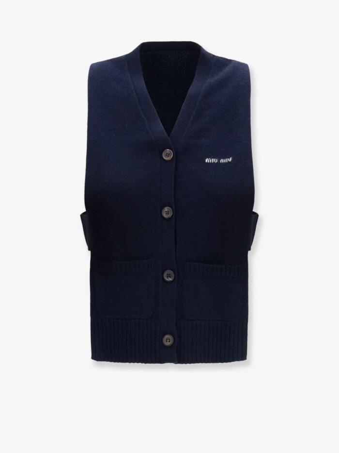 Miu Miu Cashmere Cardigan With Logo Inlay