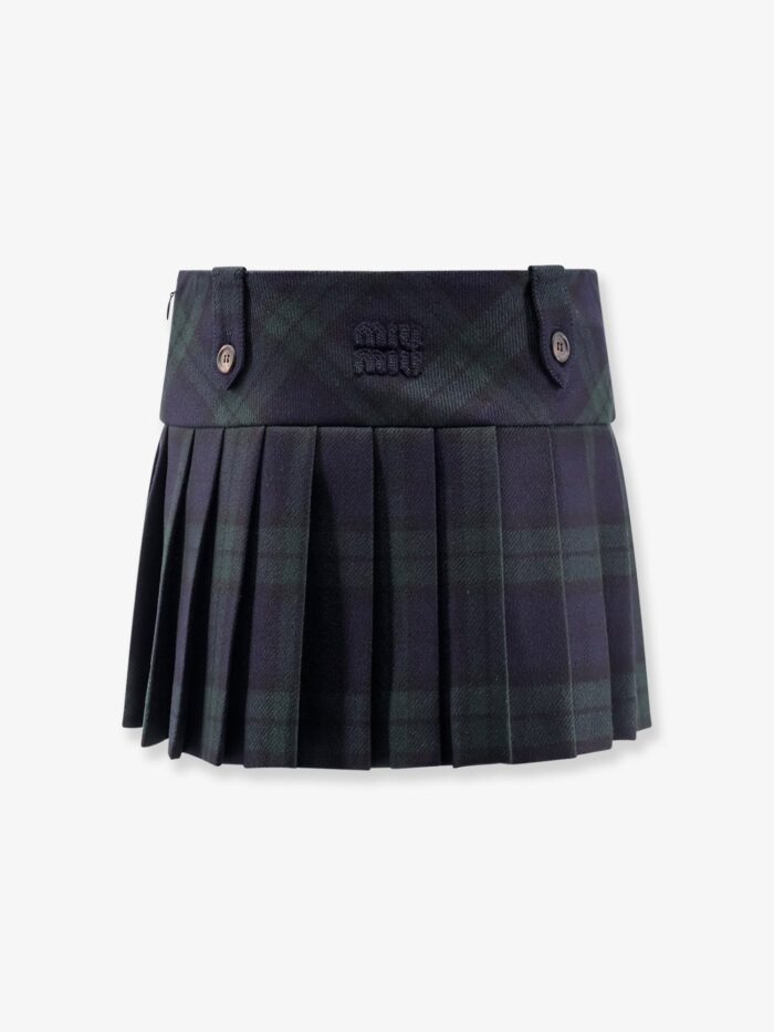 Miu Miu Check Virgin Wool Mini Skirt
