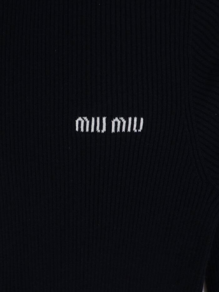 Miu Miu Cotton Cardigan With Front Logo Inlay